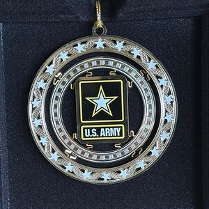 Army Gold and Silver Star holiday Christmas Ornament gently owned